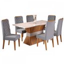 Ver imagem 2 de Mesa de Jantar 6 Lugares Las Vegas Mel/Blonde/Veludo Cinza - Panorama Móveis
