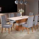 Ver imagem 1 de Mesa de Jantar 6 Lugares Las Vegas Mel/Blonde/Veludo Cinza - Panorama Móveis