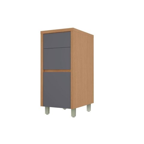 Gabinete Cozinha Modulado Condessa 3 Gavs 40cm Carvalho/Titânio Nesher