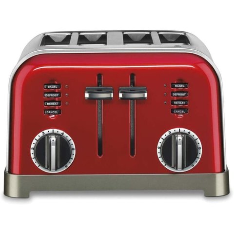 Cuisinart Torradeira Clássica 4 Fatias Aço Inox Vermelho Metálico