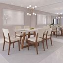 Ver imagem 5 de Conjunto de Jantar Mesa c/Vidro Bennett 6 Cadeiras New Ella - Linho Off White - Linked 02