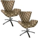 Ver imagem 1 de Kit Duas Poltronas Giratória Elegance Jacquard:capitonê Marrom