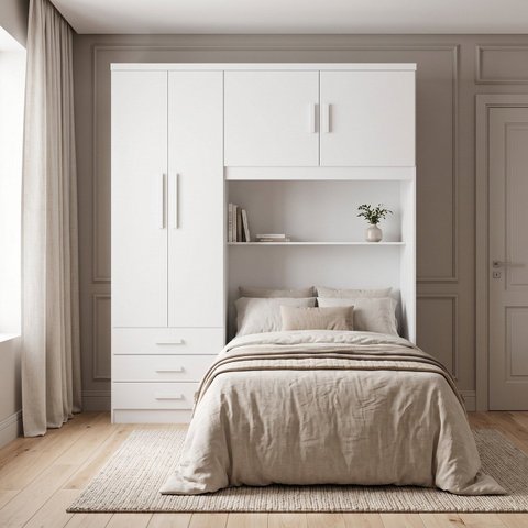 Guarda Roupa Solteiro 4 Portas 3 Gavetas 157cm com Baú