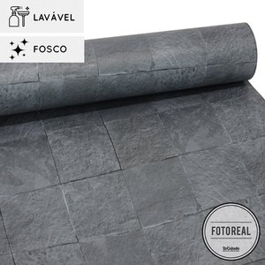 Papel de parede lavavel para banheiro - Cimento Pastilha