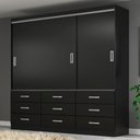 Ver imagem 1 de Guarda-roupa Casal Honduras 3 Portas 9 Gavetas Black - Pnr Móveis