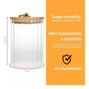 Ver imagem 2 de Pote de Vidro Tampa Bambu Riscas 850ml