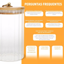 Ver imagem 3 de Pote de Vidro Tampa Bambu Riscas 850ml