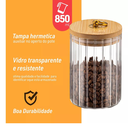 Ver imagem 4 de Pote de Vidro Tampa Bambu Riscas 850ml