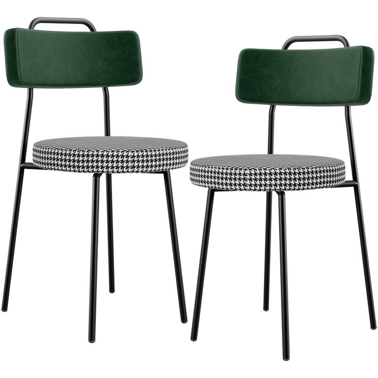 Kit 02 Cadeiras Decorativa Estofada Sala Jantar Barcelona L02 Facto Verde Musgo Pied Poule - Lyam Ly