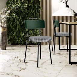 Kit 02 Cadeiras Decorativa Estofada Sala Jantar Barcelona L02 Facto Verde Musgo Pied Poule - Lyam Ly - 2