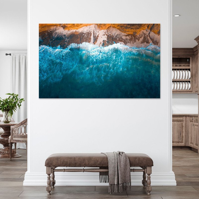 Quadro Decorativo Tela Canvas Paisagem Mar e Pedras - 120x60 Cm - 3