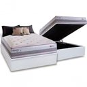 Ver imagem 1 de Conjunto: Box Bau Courino Branco + Colchão Herval Sensation Molas Maxspring Casal 138x188x80