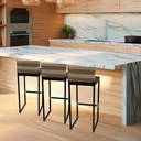 Ver imagem 6 de Kit 3 Banquetas Quadrada Junco Cappuccino para Balcão Ilha Cozinha Área Gourmet Bancada Piscina Bar