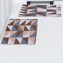 Ver imagem 2 de Kit Passadeira Tapete Cozinha 3 Peças Jacquard Base Antiderrapante - Losango Avelã