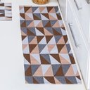 Ver imagem 3 de Kit Passadeira Tapete Cozinha 3 Peças Jacquard Base Antiderrapante - Losango Avelã