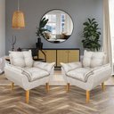 Ver imagem 1 de Kit 2 Poltronas Opala Decorativa Luxo Linho Bege Dal Poz Estofados