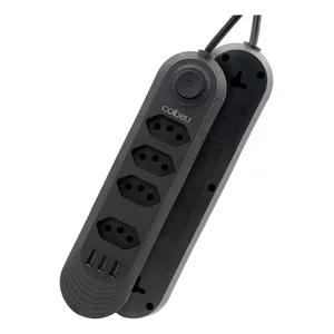 Coibeu Extensão Elétrica 2m com 4 Tomadas e 3 Entradas Usb com Botão B04u
