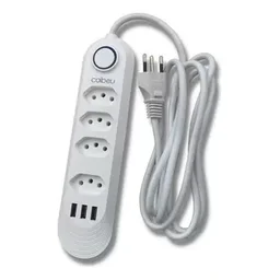 Coibeu Extensão Elétrica 2m com 4 Tomadas e 3 Entradas Usb com Botão B04u - 2