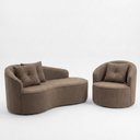 Ver imagem 2 de Kit Sofá Orgânico Curvo Feijão + 01 Poltrona Sala Estúdio Amore Bouclê Cappuccino - Vimont Moveis