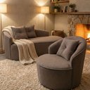 Ver imagem 1 de Kit Sofá Orgânico Curvo Feijão + 01 Poltrona Sala Estúdio Amore Bouclê Cappuccino - Vimont Moveis