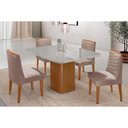 Ver imagem 1 de Conjunto: Mesa Sala Jantar Maldivas Tampo c/ Vidro Curvo 90cm+4 Cadeiras Maldivas Madeira Naturale/