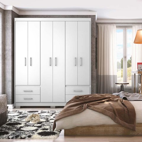 Guarda-Roupa De Casal 6 Portas Branco Primacy Batrol