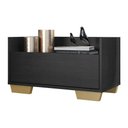 Ver imagem 2 de Mesa de Cabeceira 80cm com Pés Quadrados Multimóveis Preta/Natural