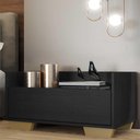 Ver imagem 1 de Mesa de Cabeceira 80cm com Pés Quadrados Multimóveis Preta/Natural