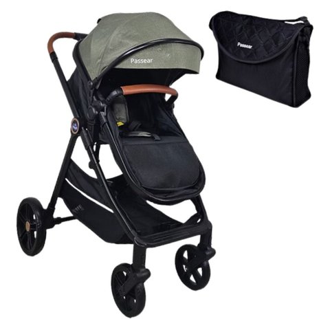 Carrinho de Bebe 3 em 1 Apolo Verde + Bolsa - Passear Baby