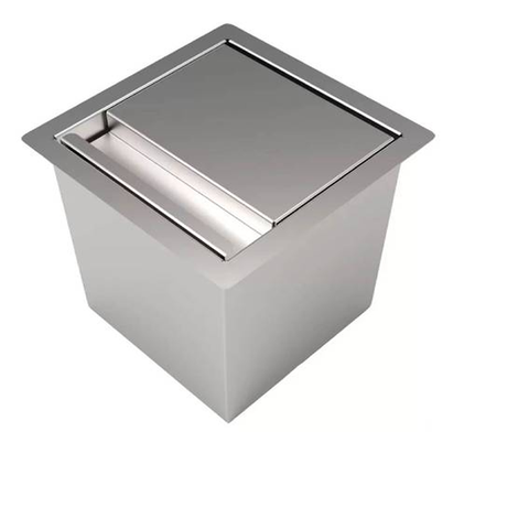 Lixeira Quadrada de Embutir Bancada 5 Litros Com Tampa Inox