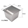 Lixeira Quadrada de Embutir Bancada 5 Litros Com Tampa Inox - 4