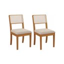 Ver imagem 2 de Kit 2 Cadeiras Sala Jantar Lola 2cmm004ca Madeira Maciça 2 Un Carvalho/linho Cinza/tela Bege -