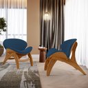 Ver imagem 6 de Kit 4 Poltronas Decorativa Orgânica Sala Living Kadosh L02 Suede Azul Marinho