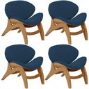 Ver imagem 1 de Kit 4 Poltronas Decorativa Orgânica Sala Living Kadosh L02 Suede Azul Marinho