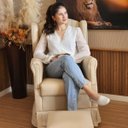 Ver imagem 2 de Poltrona de Amamentação com Balanço e Puff Luna em Linho Bege- Larbelle