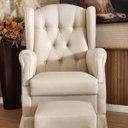 Ver imagem 3 de Poltrona de Amamentação com Balanço e Puff Luna em Linho Bege- Larbelle