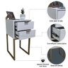 Mesa de Cabeceira Off White 30cm Eco Industrial 2 Gavetas Quarto Base Metal Dourado Puxador Gold - 3