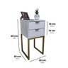 Mesa de Cabeceira Off White 30cm Eco Industrial 2 Gavetas Quarto Base Metal Dourado Puxador Gold - 2