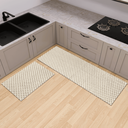 Ver imagem 6 de Tapete Jogo 2 Peças Cozinha Passadeira 1,30m X 0,45m Capacho 0,65m X 0,45m Quadriculado Luxo Bege