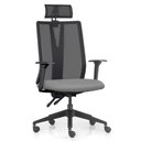 Ver imagem 2 de Kit 2 Cadeiras Escritório Giratória Presidente Flow F02 Base Preta Linho Cinza Escuro - Lyam Decor