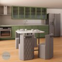 Ver imagem 3 de Conj. Compacto Sala de Jantar Pin - Mesa Rtg C/ 4 Cadeiras Estofadas