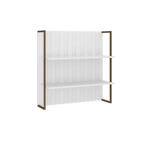 Prateleira Parede Industrial 80cm em Aço com Painel Ripado Cor:branco