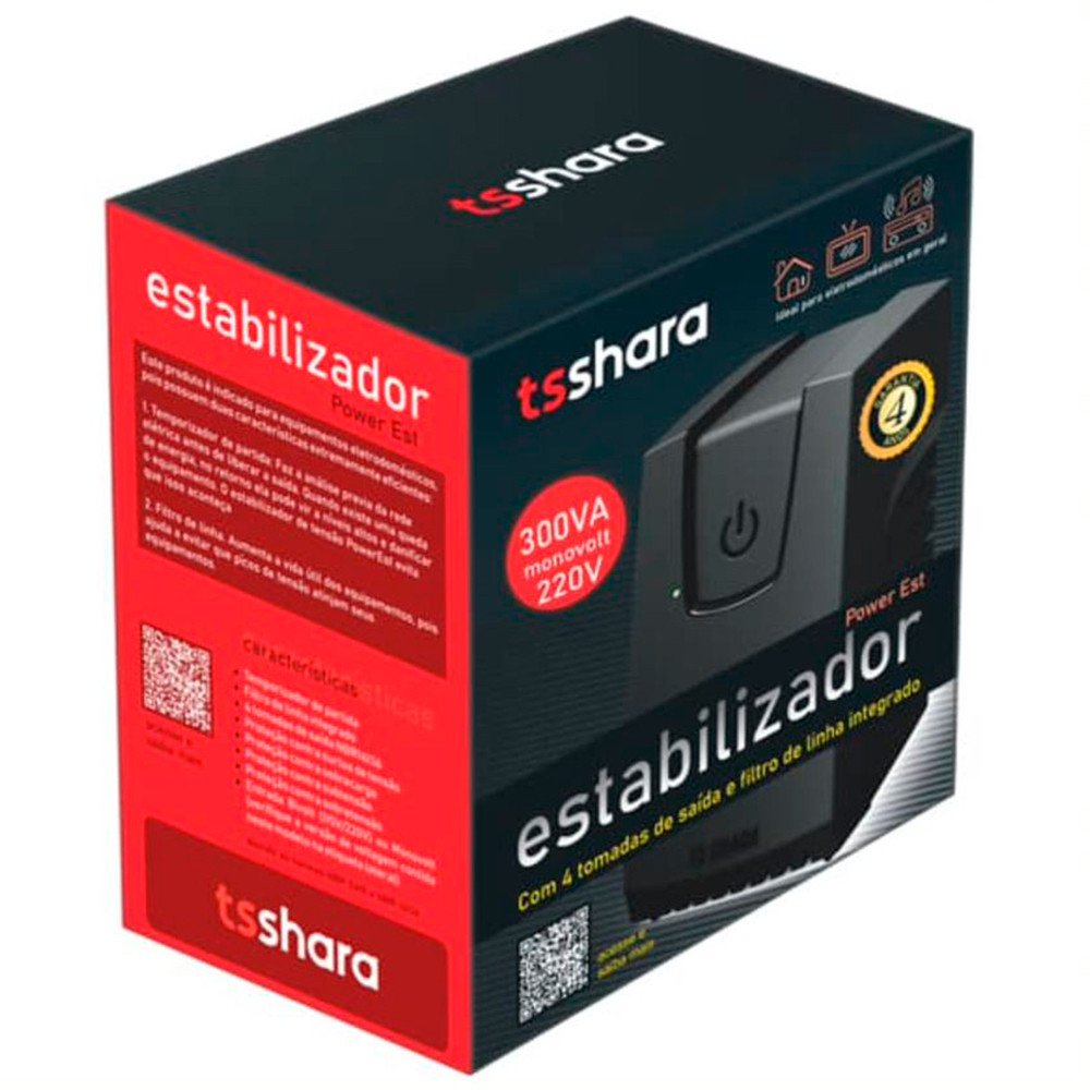 Estabilizador Ts Shara Powerest 300va 4 Tomadas Monovolt 9119 - 4