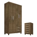 Ver imagem 1 de Guarda Roupa Solteiro Modena 4 Portas e Cômoda Gaveteira Cannes Malbec – Incorplac