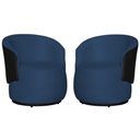 Ver imagem 2 de Kit 2 Poltronas Organica Beatriz Suede Azul Royal C/ Composê Corano Preto - Lm Decor