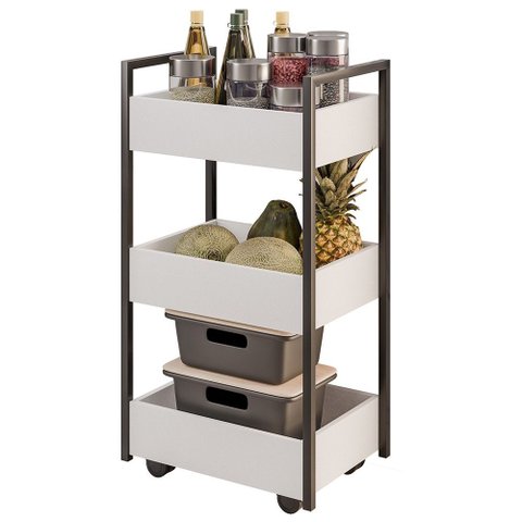 Fruteira Carrinho Multiuso Industrial 3 Prateleiras Bess M05 Branco - Inoviza