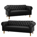 Ver imagem 1 de Kit Sofá 2 e 3 Lugares Chesterfield Clássico para Recepção e Consultório Corino - SOFA STORE:Corino
