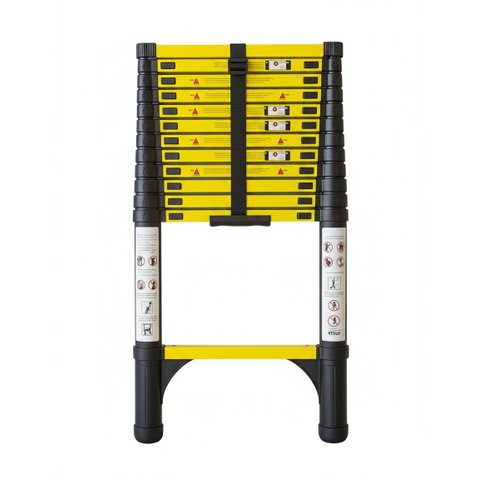 Escada Telescópica 13 Degraus Multifuncional 3,8mts Portátil Cor Preto