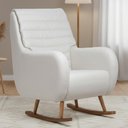 Ver imagem 2 de Poltrona de Amamentação com Balanço Base Milka Sky D02 Linho Branco C-419 - Lyam Decor