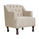 Ver imagem 1 de Poltrona Decorativa Pés Luis XV Gênises Encosto Capitonê Suede Capuccino Carolina Moveis